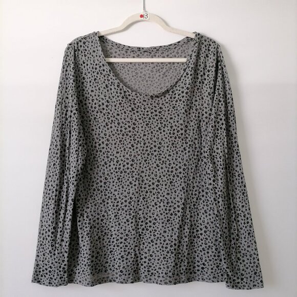 Any Taylor Loft Womens Gray Scoop Neck Leopard Print Comfy Blouse Top Size Large - Picture 1 of 7